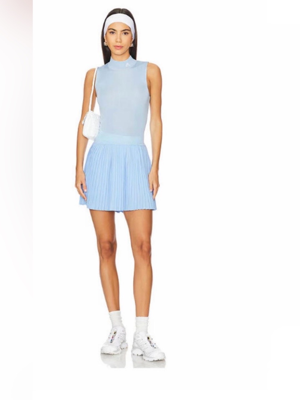 NWT Malbon Olivia golf pleated mock neck dress blue ice melt MSRP $228 6